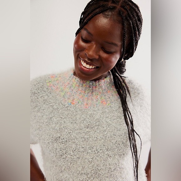 Free People Stardust Pullover Super Soft & Cozy Sweater in Dove Combo Size Small - Picture 4 of 9